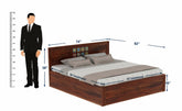 Dotwork Solid Sheesham Wood Hydraulic Bed With Box Storage (King Size, Natural Finish)